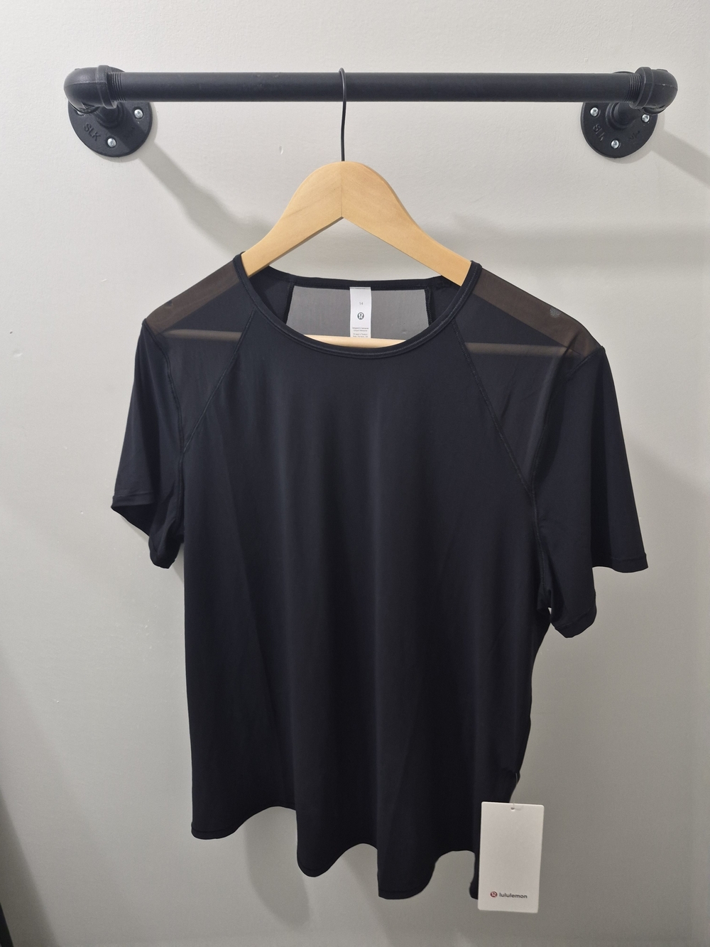 lululemon athletica Black Short-Sleeve Mesh-Shoulder Tee